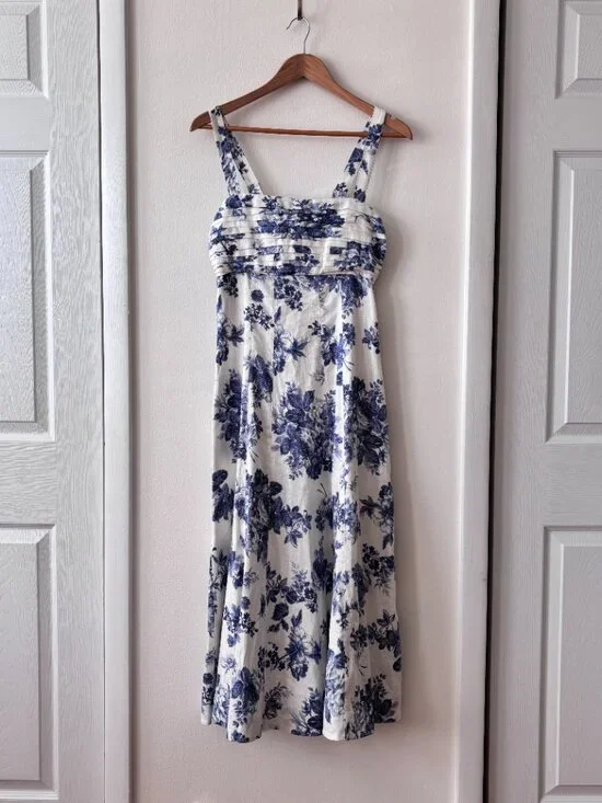 Abercrombie & Fitch Emerson Fit & Flare Linen Midi Dress - Picture 4 of 10